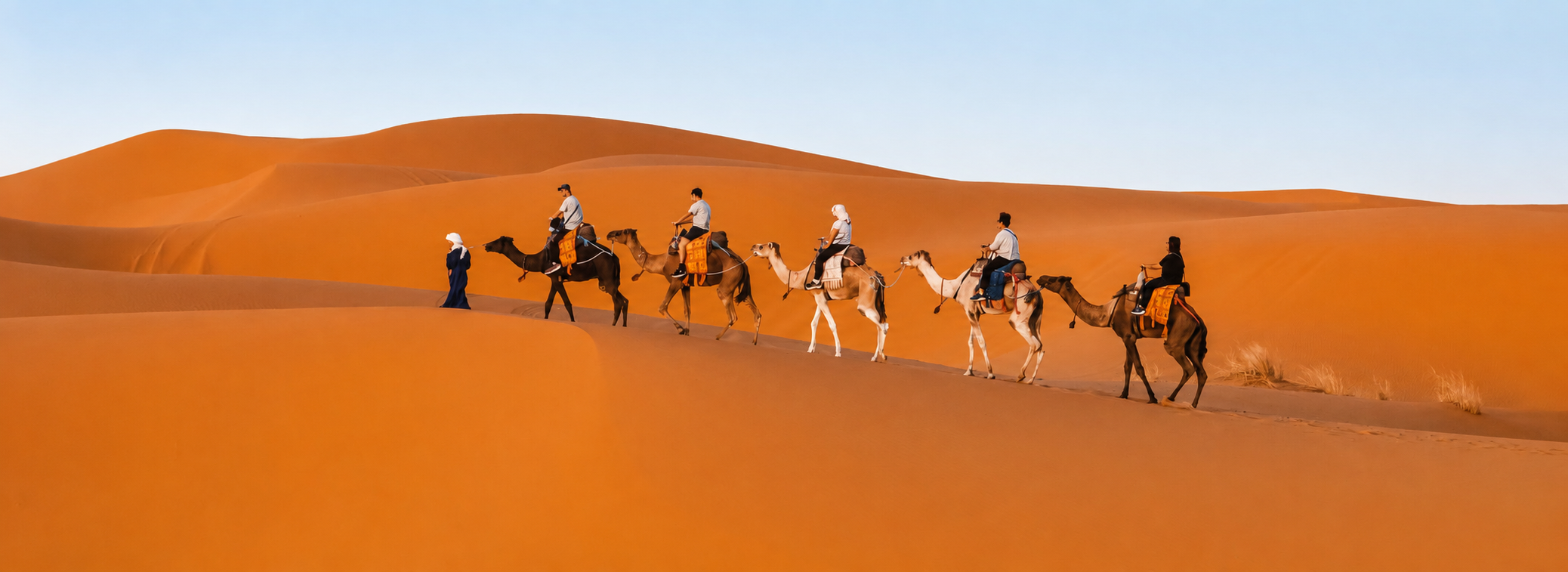 Turisti in Cammello nel deserto di Merzouga